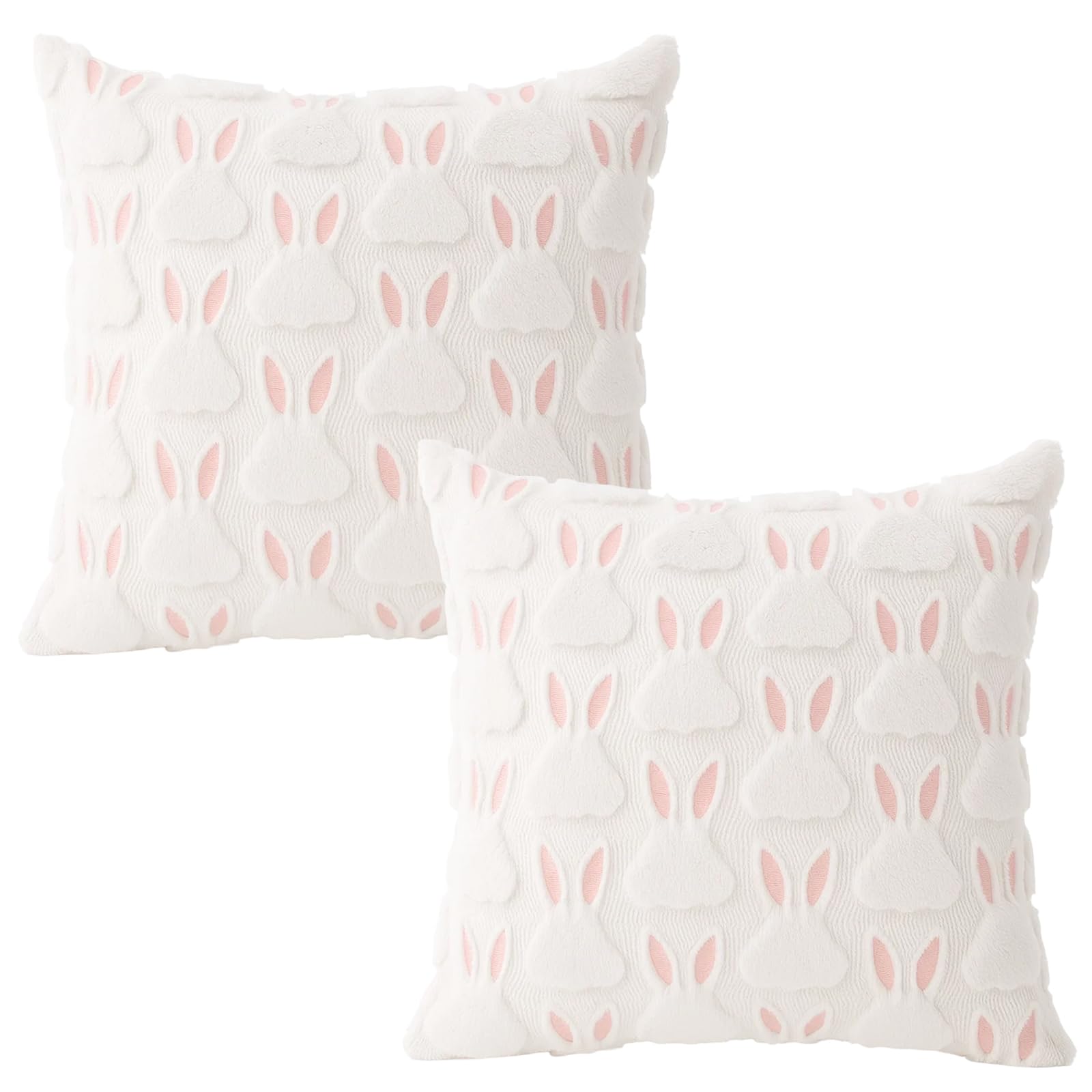 Kissenhüllen Ostern, Ostern Deko, 2 Stück 45x45 cm für Wohnzimmer und Schlafzimmer, Weiche Plüsch-Kissenbezüge mit verstecktem Reißverschluss, für festliche Raumgestaltung und Geschenkideen (1)