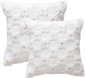 Blumen Kissenbezug 45x45 cm, Sofakissen Frühling Sommer Deko Outdoor Zierkissenbezüge Stickerei Kissen Kissenhülle kleines Gänseblümchen für Garten Sofa Wohnzimmer Schlafzimmer 2er Set