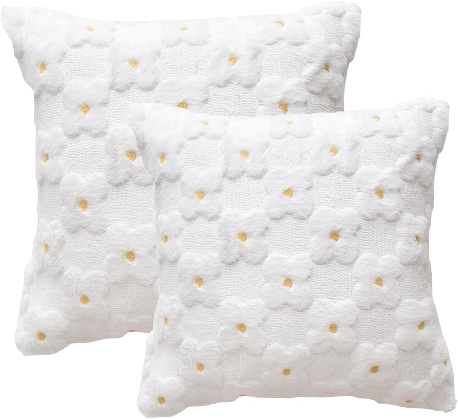 Blumen Kissenbezug 45x45 cm, Sofakissen Frühling Sommer Deko Outdoor Zierkissenbezüge Stickerei Kissen Kissenhülle kleines Gänseblümchen für Garten Sofa Wohnzimmer Schlafzimmer 2er Set