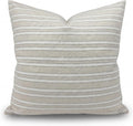 Kissenbezug 50x50 cm - Beige Grau, gestreifte Kissenhülle aus Baumwolle-Leinen-Mix, Dekokissen für Sofa & Couch, EU-Herstellung, 1 Stück – Málaga