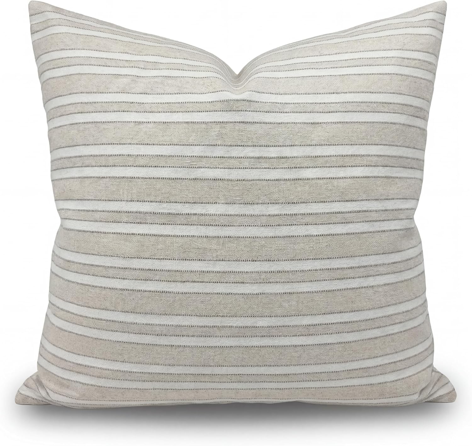 Kissenbezug 50x50 cm - Beige Grau, gestreifte Kissenhülle aus Baumwolle-Leinen-Mix, Dekokissen für Sofa & Couch, EU-Herstellung, 1 Stück – Málaga