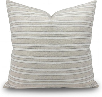 Kissenbezug 50x50 cm - Beige Grau, gestreifte Kissenhülle aus Baumwolle-Leinen-Mix, Dekokissen für Sofa & Couch, EU-Herstellung, 1 Stück – Málaga