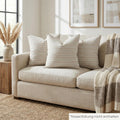 Kissenbezug 50x50 cm - Beige Grau, gestreifte Kissenhülle aus Baumwolle-Leinen-Mix, Dekokissen für Sofa & Couch, EU-Herstellung, 1 Stück – Málaga