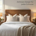 Kissenbezug 50x50 cm - Beige Grau, gestreifte Kissenhülle aus Baumwolle-Leinen-Mix, Dekokissen für Sofa & Couch, EU-Herstellung, 1 Stück – Málaga
