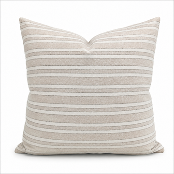 Kissenbezug 50x50 cm - Beige Grau, gestreifte Kissenhülle